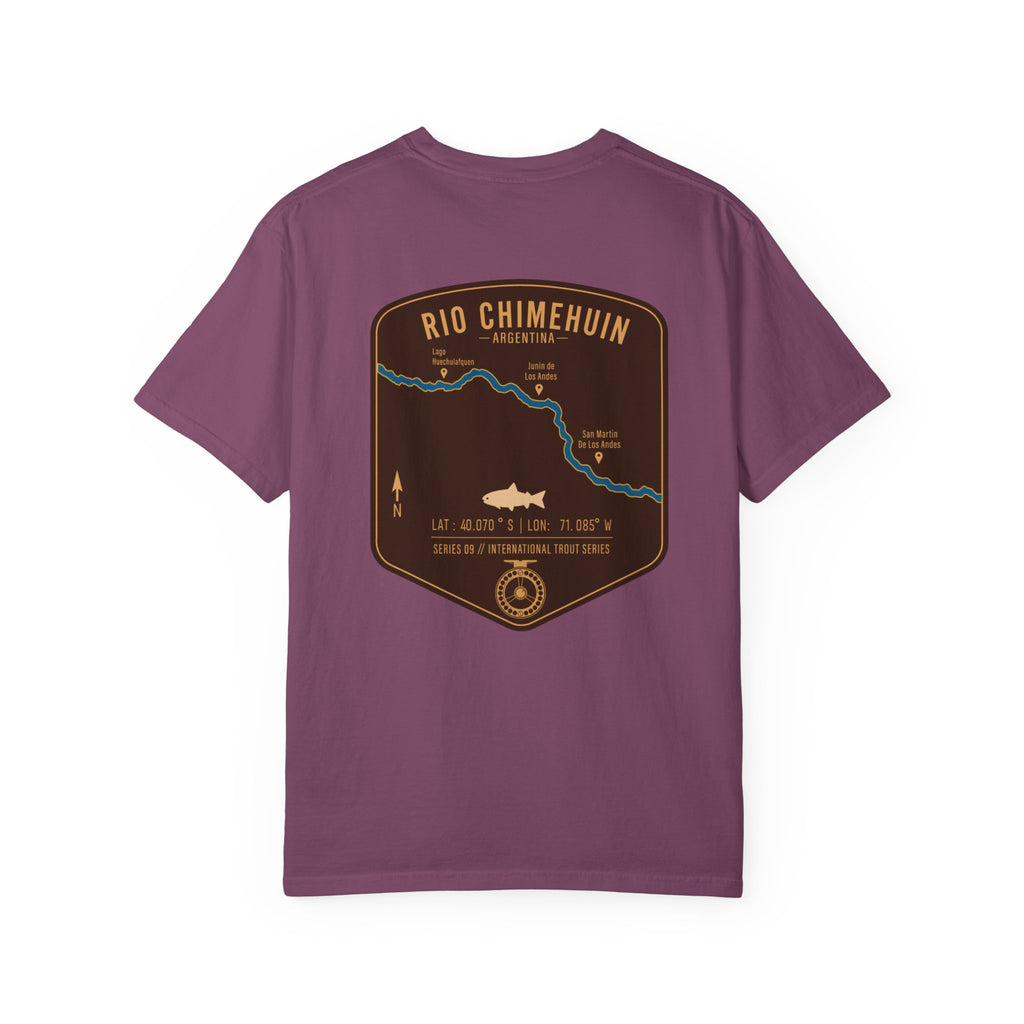 Rio Chimehuin Argentina Fly Fishing T-Shirt - Vintage Patagonia Trout Series Map Tee - Junin de los Andes Souvenir