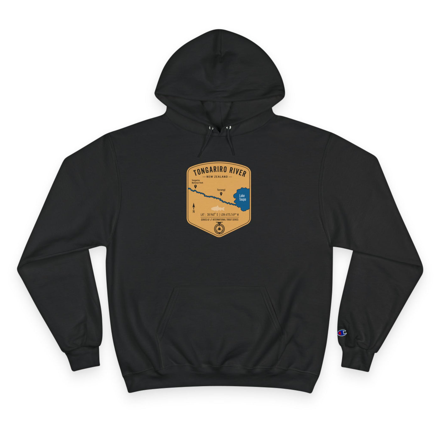 Global Series - Tongariro River New Zealand Patch Graphic Hoodie | Outdoor Adventure