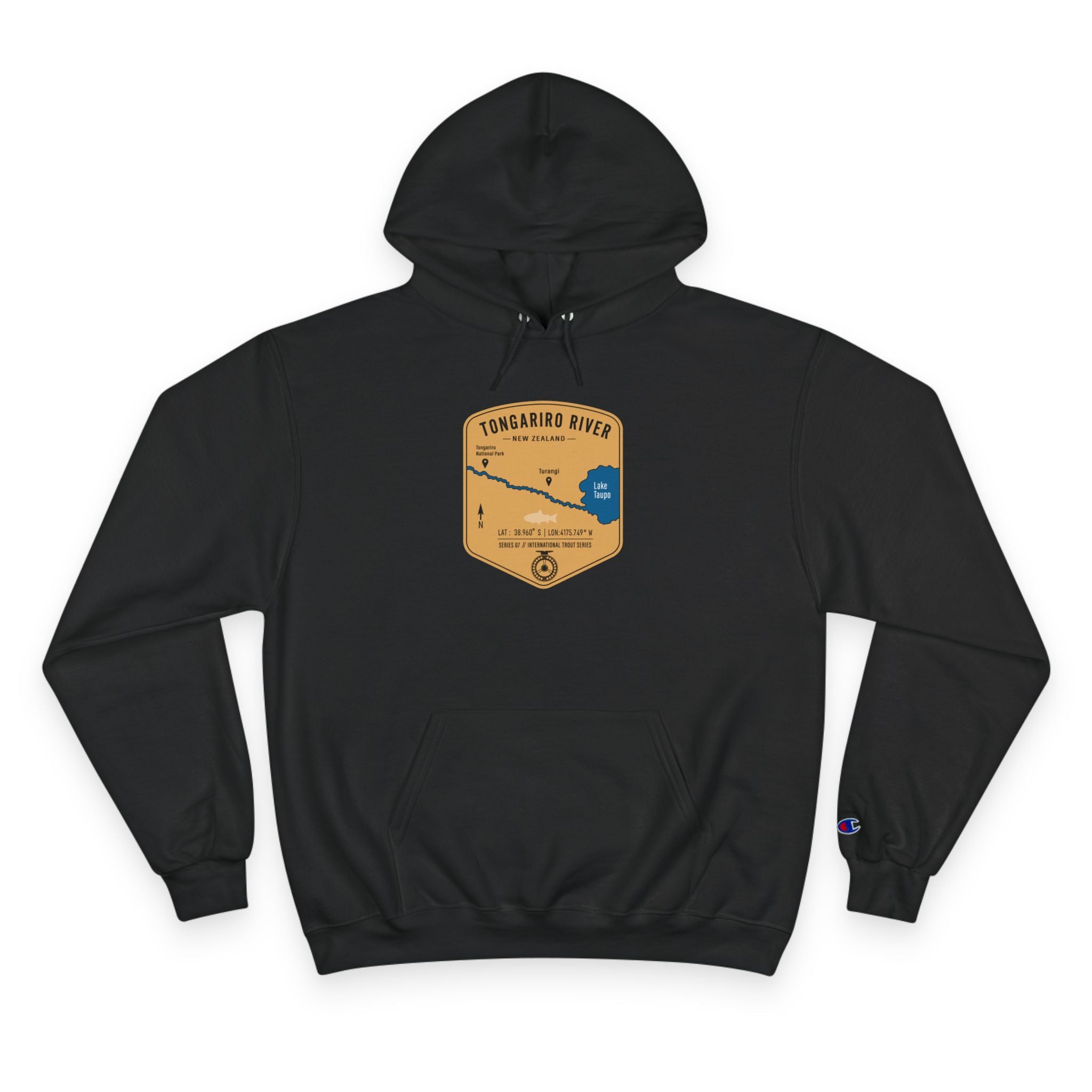 Global Series - Tongariro River New Zealand Patch Graphic Hoodie | Outdoor Adventure