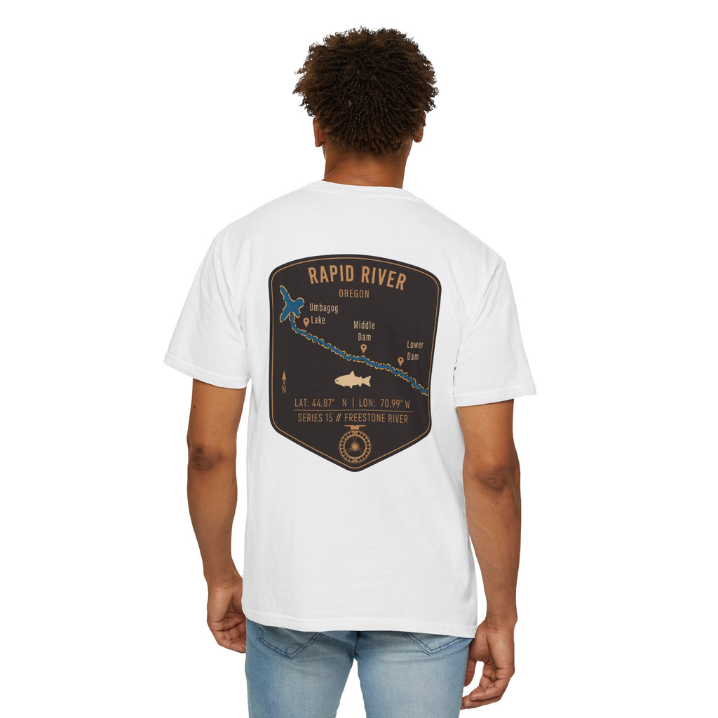 Rapid River Oregon Fly Fishing T-Shirt - Vintage River Map Graphic Tee - Premium Angler Gift
