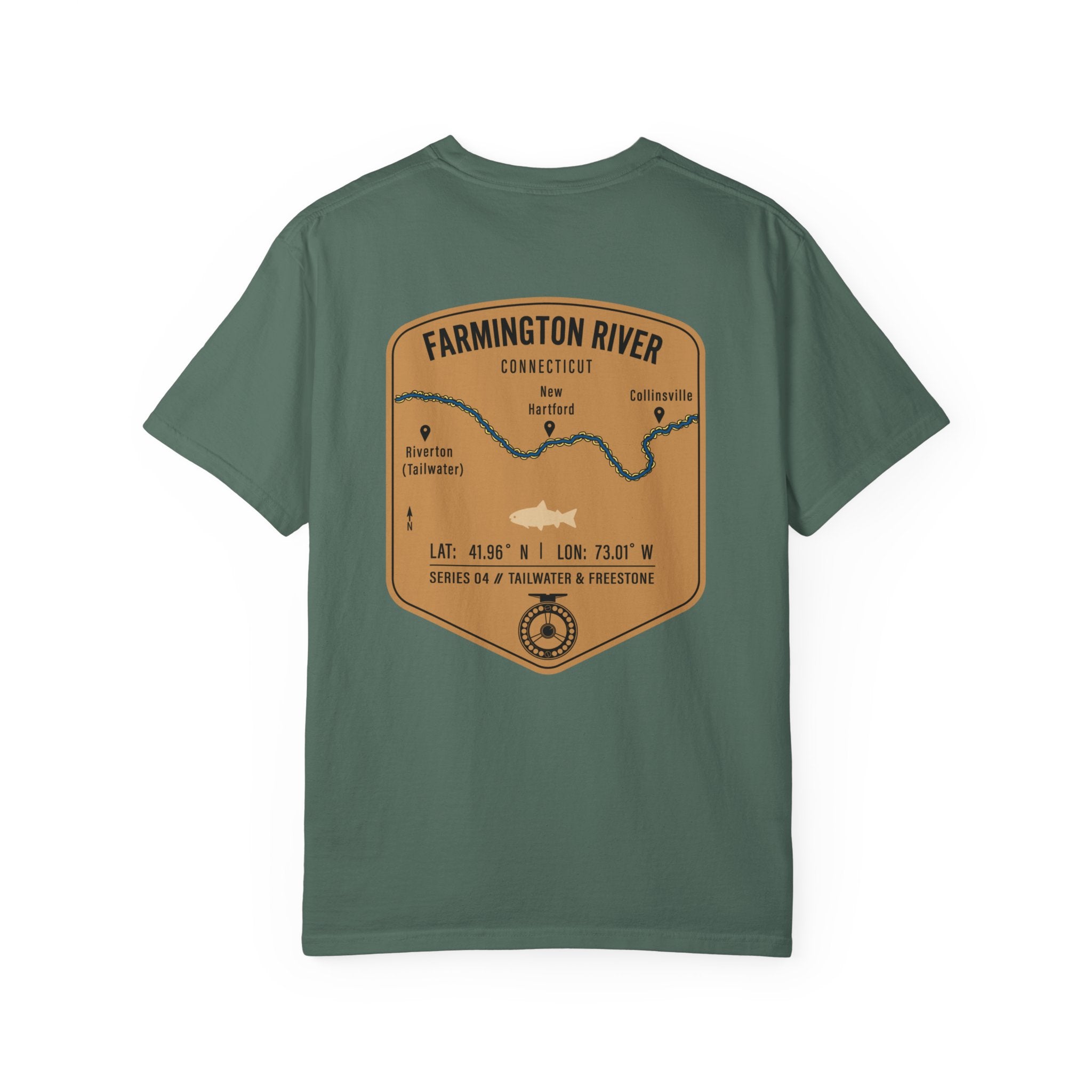 Farmington River Connecticut Fly Fishing T-Shirt - Vintage Trout Angler Map Tee - Tailwater & Freestone Series