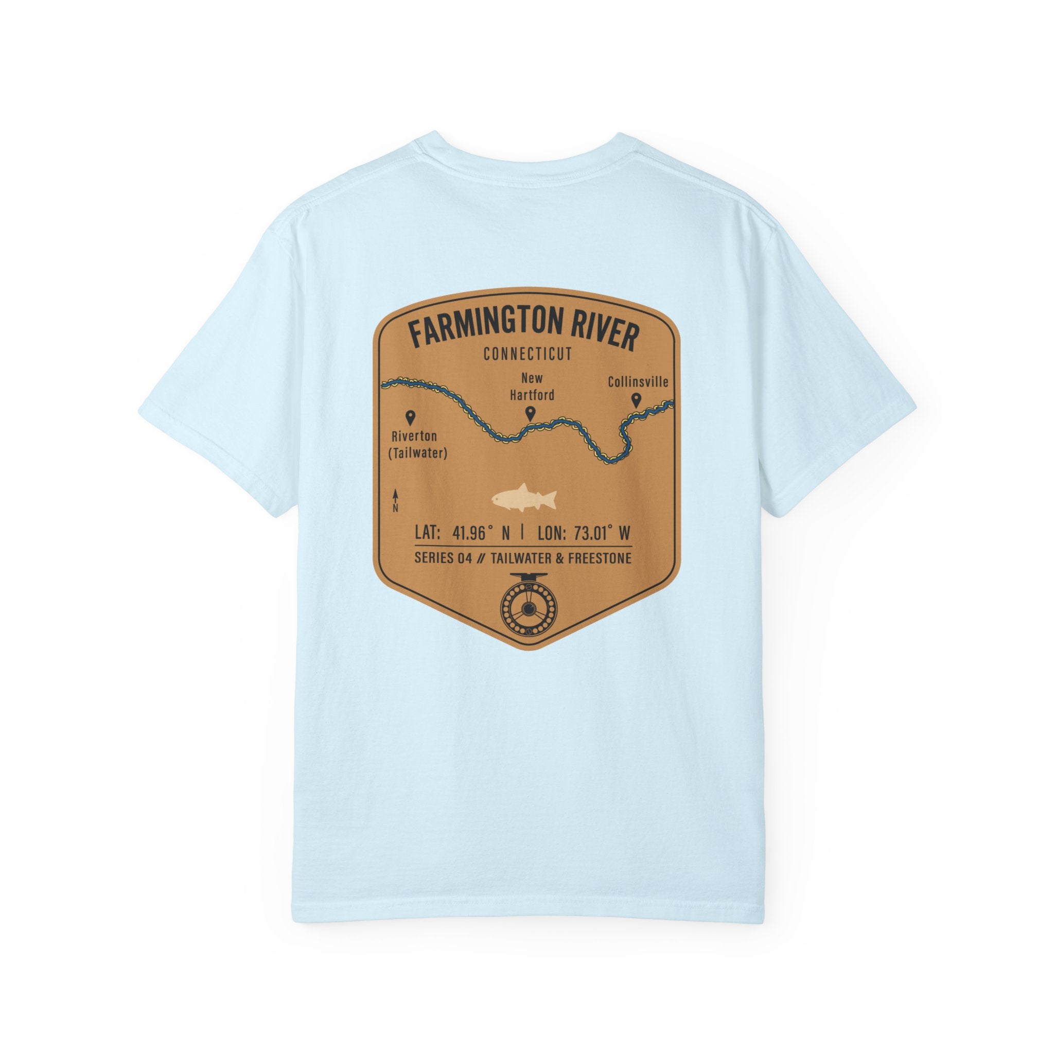 Farmington River Connecticut Fly Fishing T-Shirt - Vintage Trout Angler Map Tee - Tailwater & Freestone Series