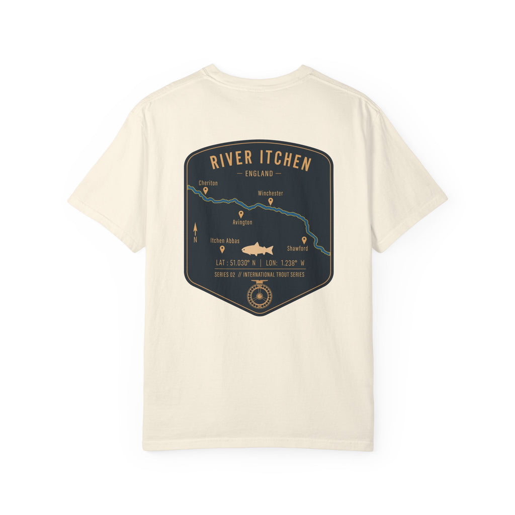 River Itchen England Fly Fishing Trout T-Shirt - Vintage Winchester Map Angler Gift - International Trout Series