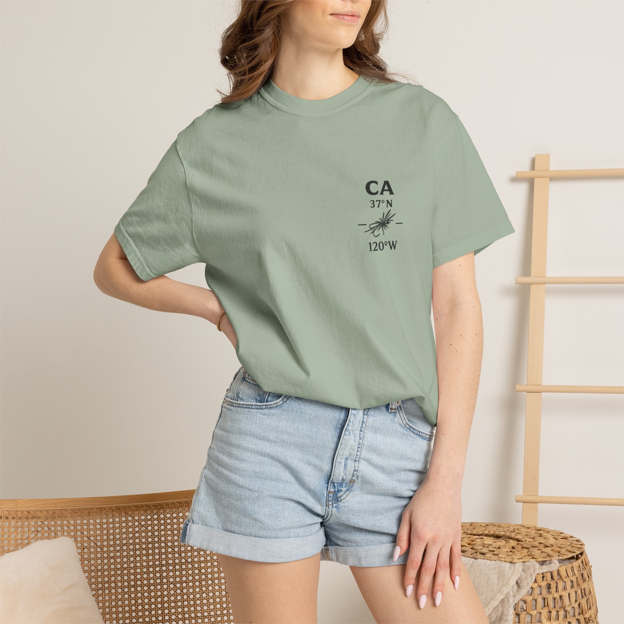 California - State Fly Fishing Badge — Rugged Cotton Tee