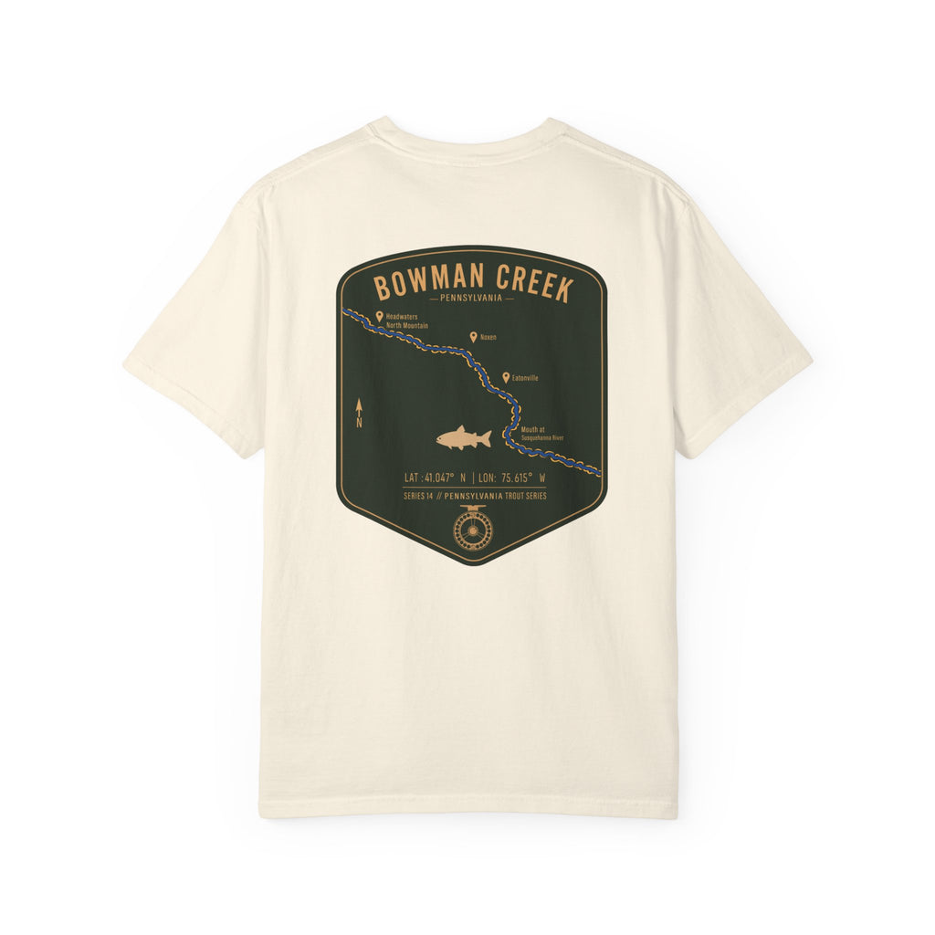 Bowman Creek Pennsylvania Fly Fishing T-Shirt - Series 14 Trout Map Tee for Anglers