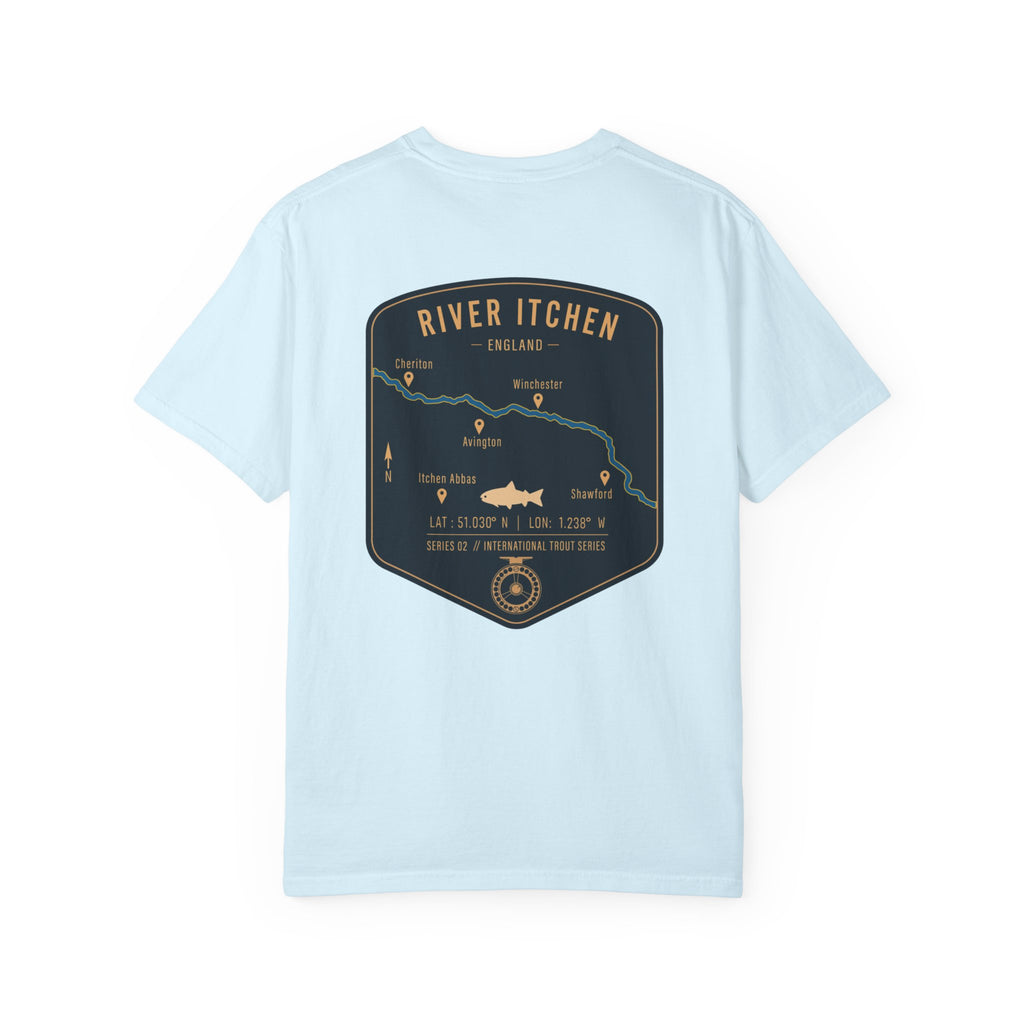 River Itchen England Fly Fishing Trout T-Shirt - Vintage Winchester Map Angler Gift - International Trout Series