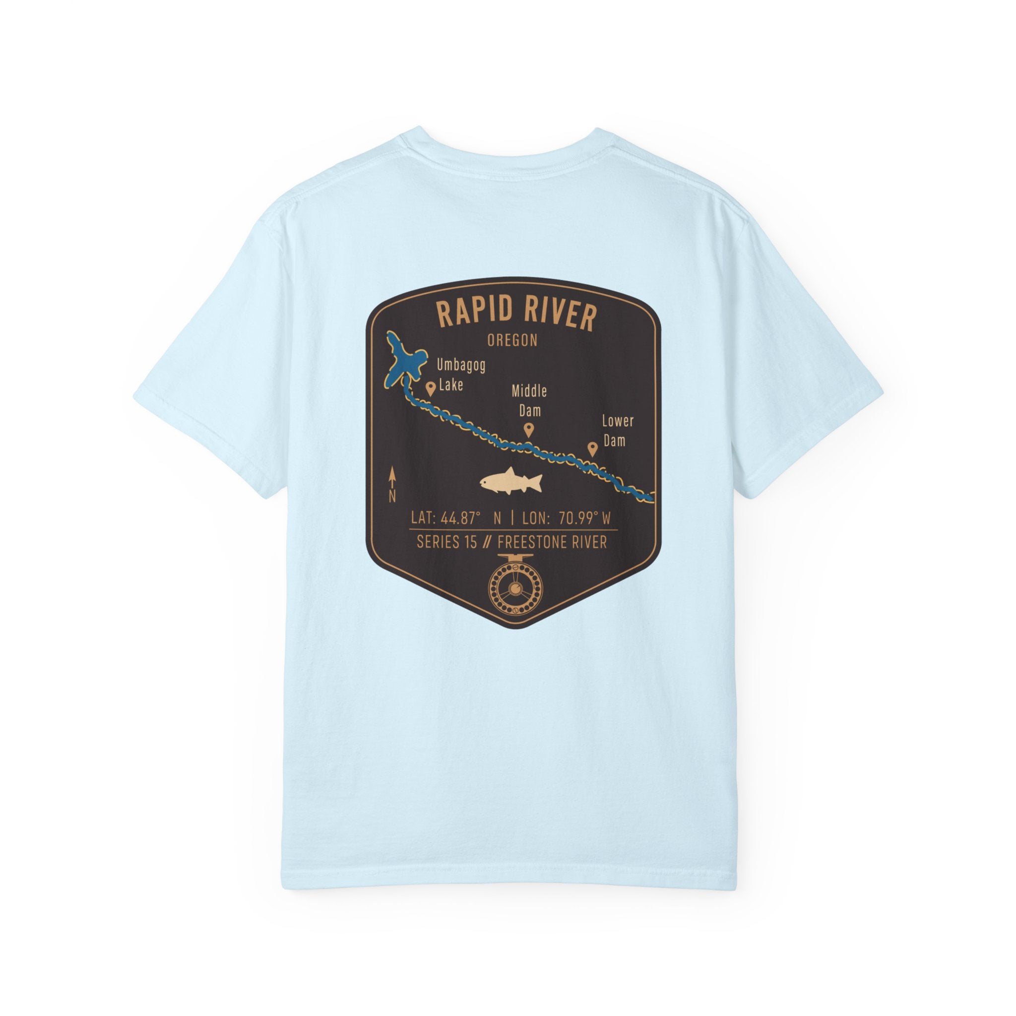 Rapid River Oregon Fly Fishing T-Shirt - Vintage River Map Graphic Tee - Premium Angler Gift