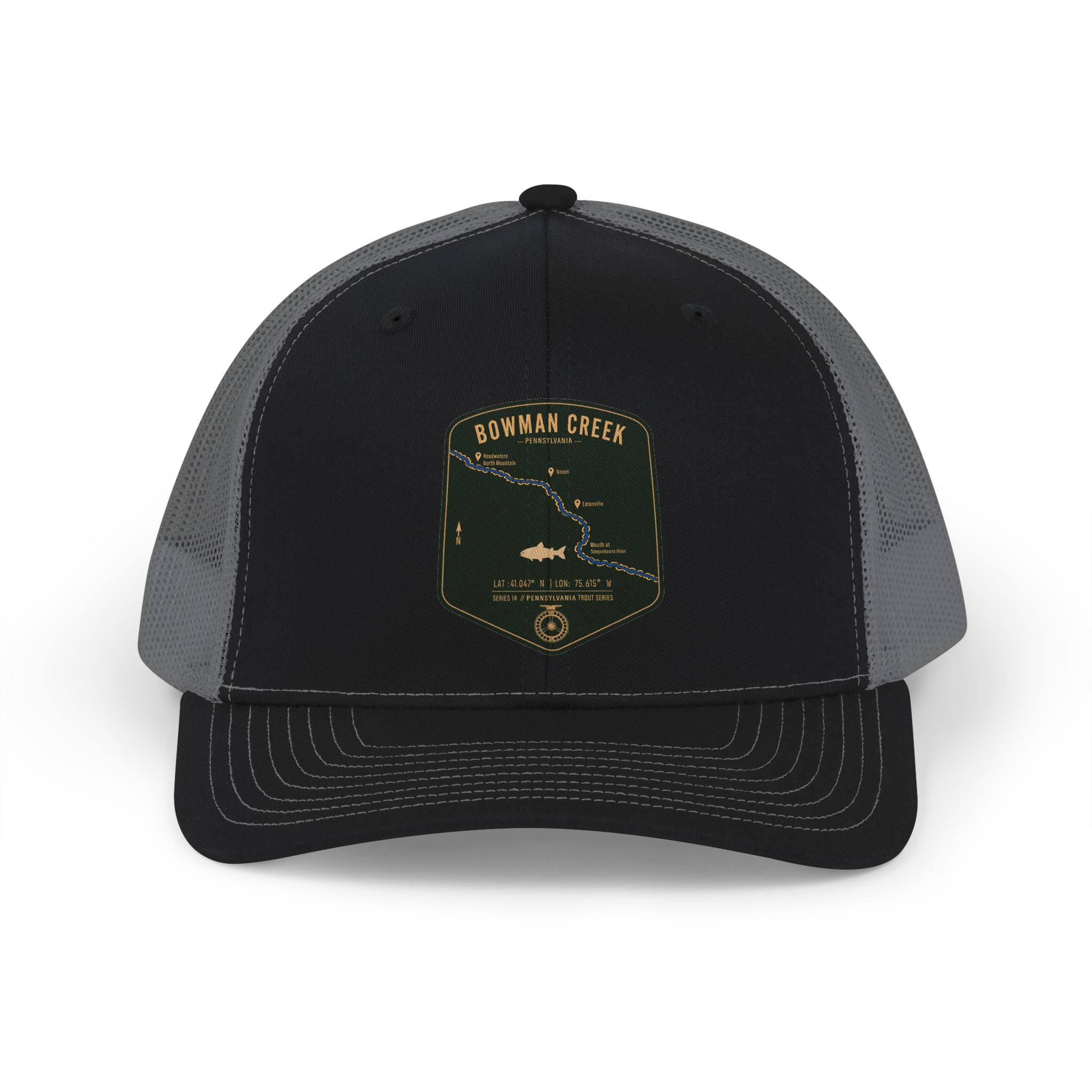 Bowman Creek PA patch Fishing Map Trucker Hat | Richardson 112
