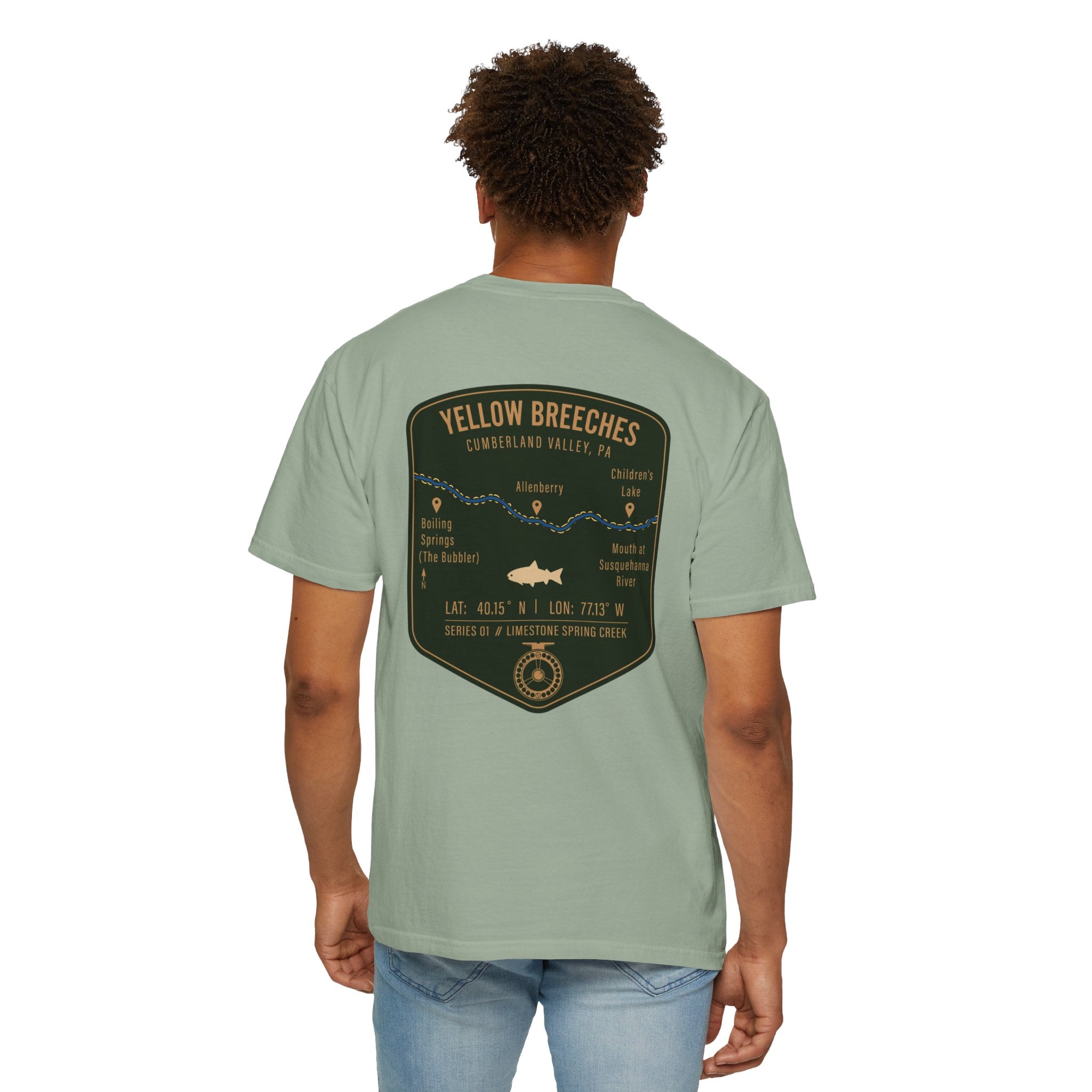 Yellow Breeches Fly Fishing T-Shirt - Cumberland Valley PA Trout Fishing Gear - Vintage Badge Style Limestone Creek Tee
