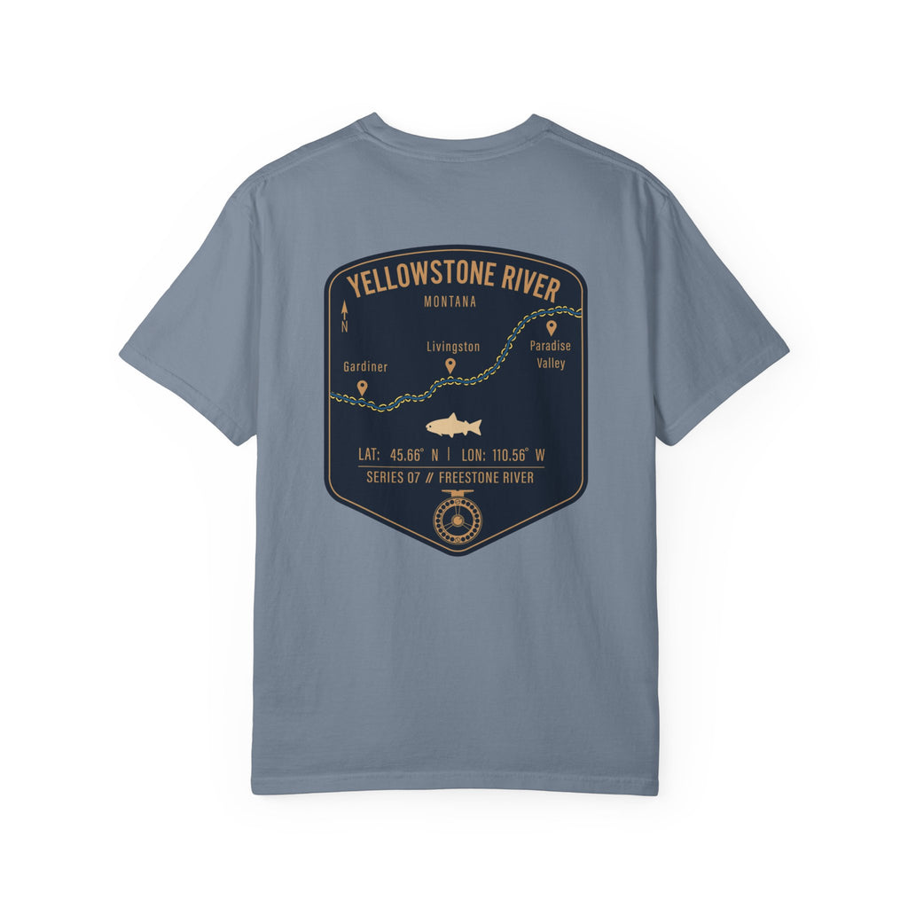Yellowstone River Montana Fly Fishing T-Shirt - Premium Vintage Trout Map Graphic Tee for Anglers - Livingston & Paradise Valley