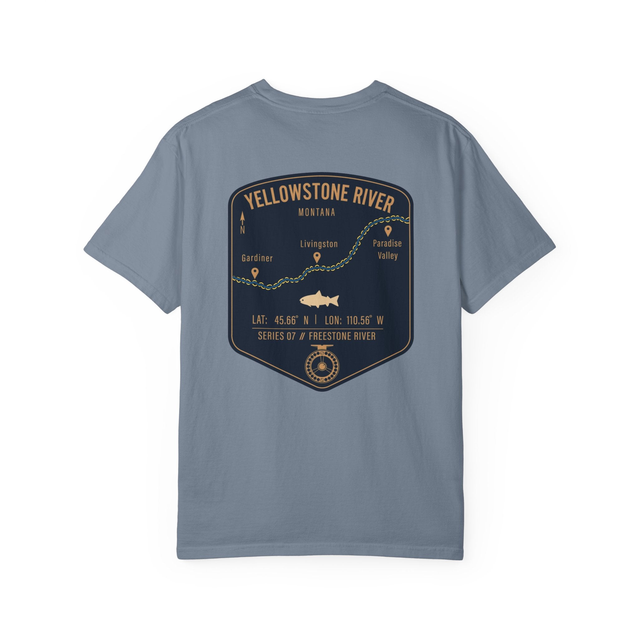 Yellowstone River Montana Fly Fishing T-Shirt - Premium Vintage Trout Map Graphic Tee for Anglers - Livingston & Paradise Valley