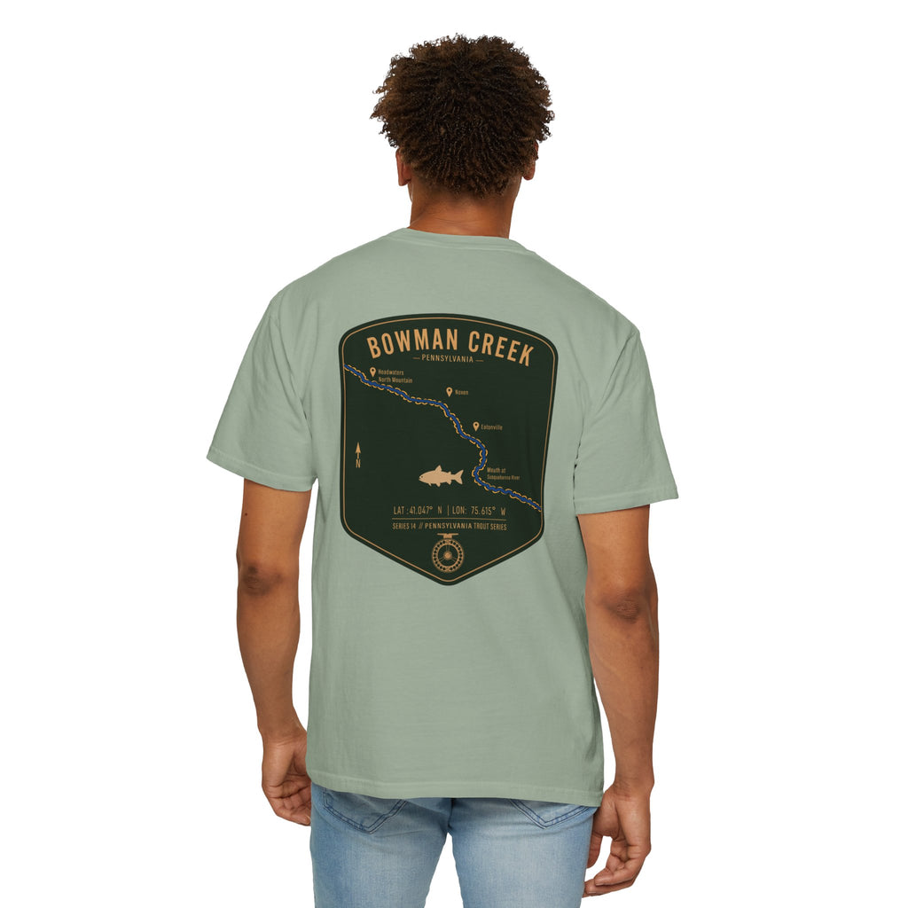 Bowman Creek Pennsylvania Fly Fishing T-Shirt - Series 14 Trout Map Tee for Anglers